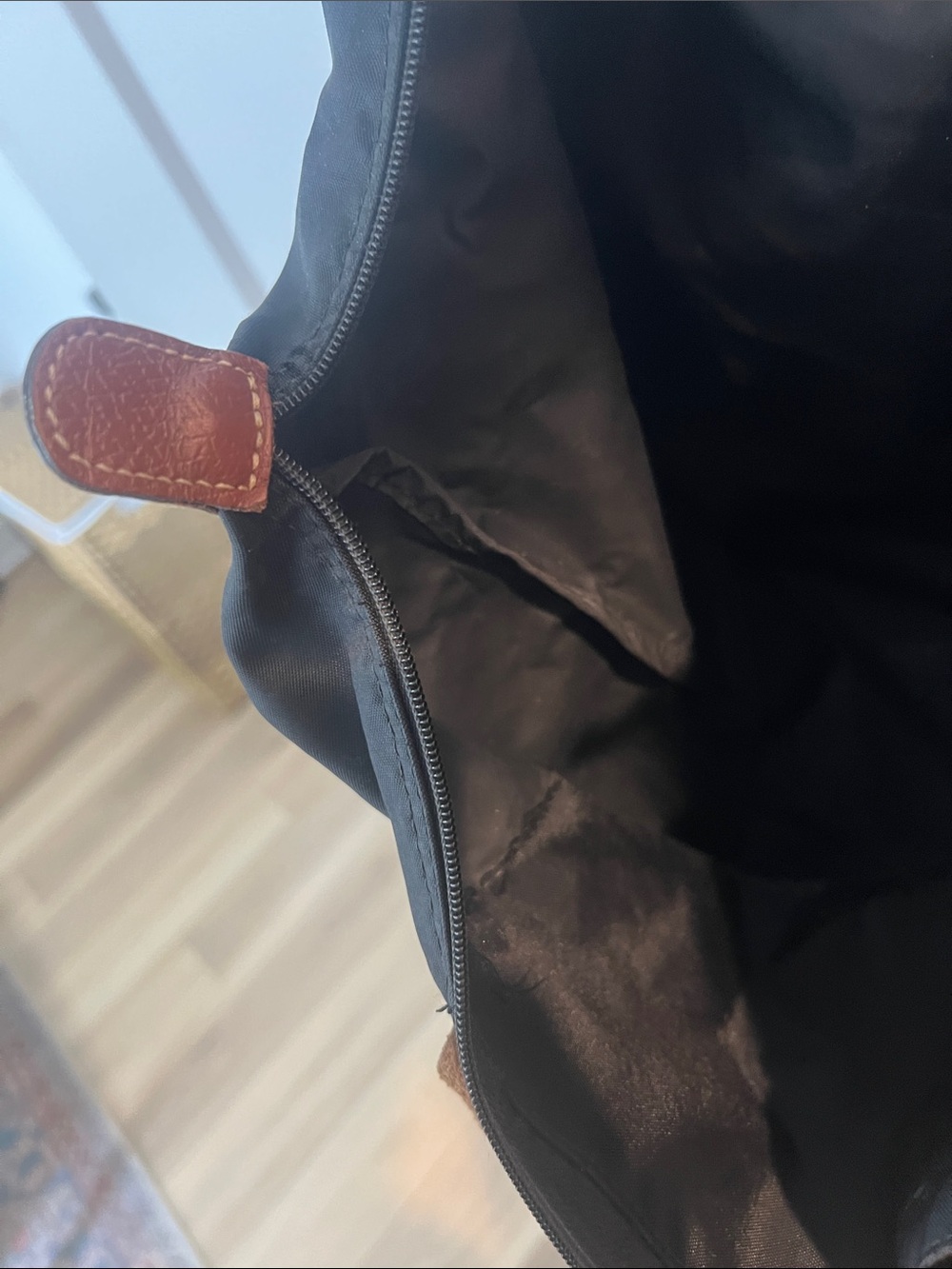 Longchamp Black Tote with Brown Leather Trim - Picture 4 of 7